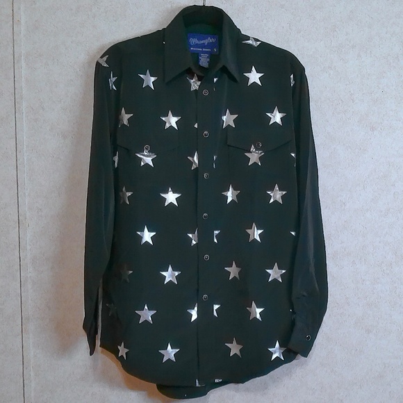 Wrangler Other - NWT Wrangler Western Shirts Snap Down Long Sleeve Black/Silver Men’s Size Small
